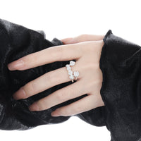 Women Beautiful Rose Flowers 925 Sterling Silver Adjustable Ring - KIAHMILLA