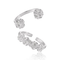 Women Beautiful Rose Flowers 925 Sterling Silver Adjustable Ring - KIAHMILLA