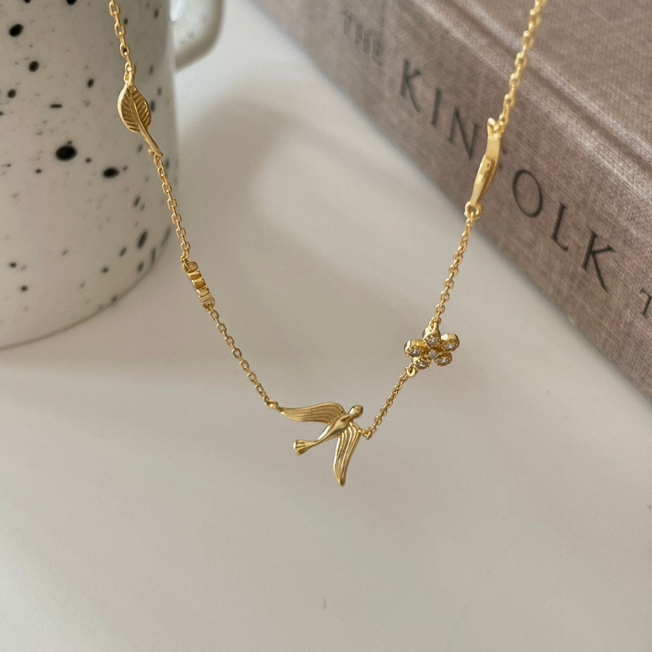 Women Classic Flying Butterfly CZ Flower 925 Sterling Silver Necklace - KIAHMILLA