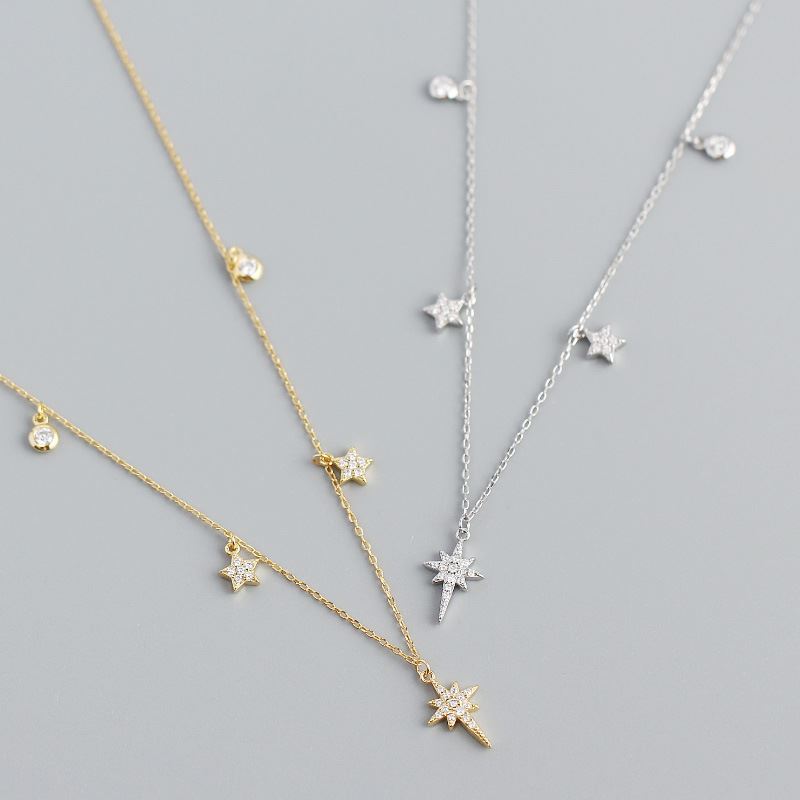 Women CZ Shining Stars 925 Sterling Silver Necklace - KIAHMILLA