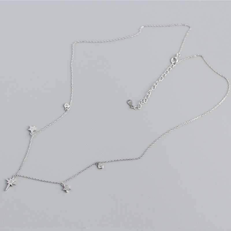 Women CZ Shining Stars 925 Sterling Silver Necklace - KIAHMILLA