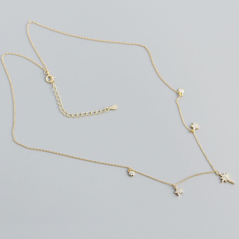 Women CZ Shining Stars 925 Sterling Silver Necklace - KIAHMILLA