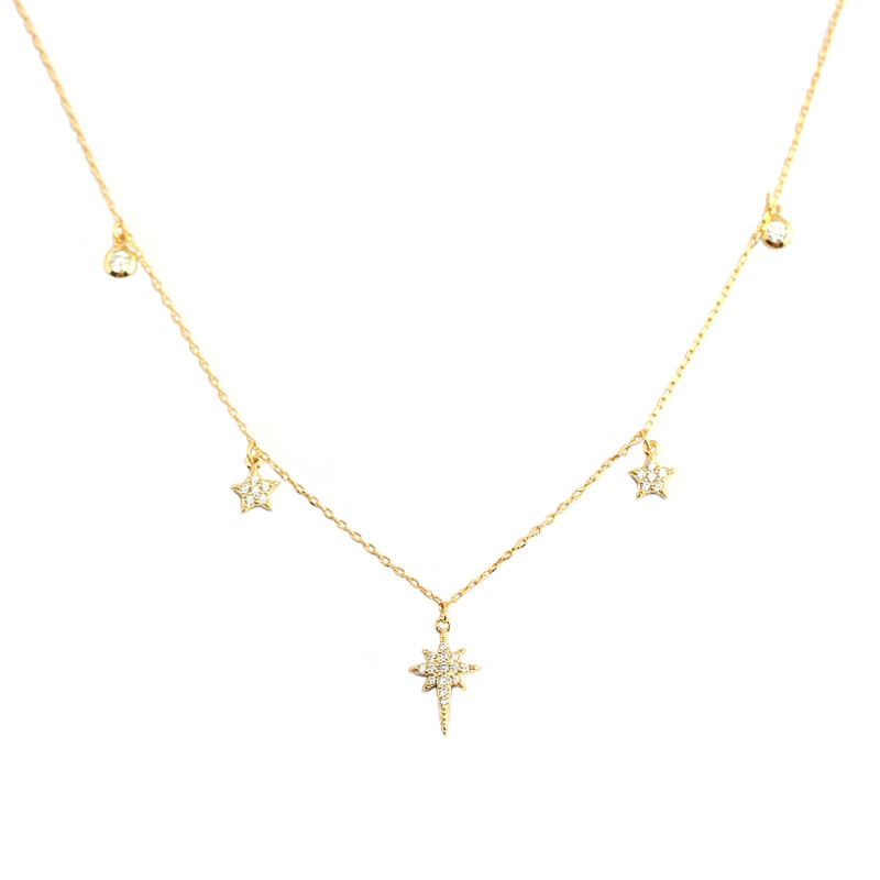 Women CZ Shining Stars 925 Sterling Silver Necklace - KIAHMILLA