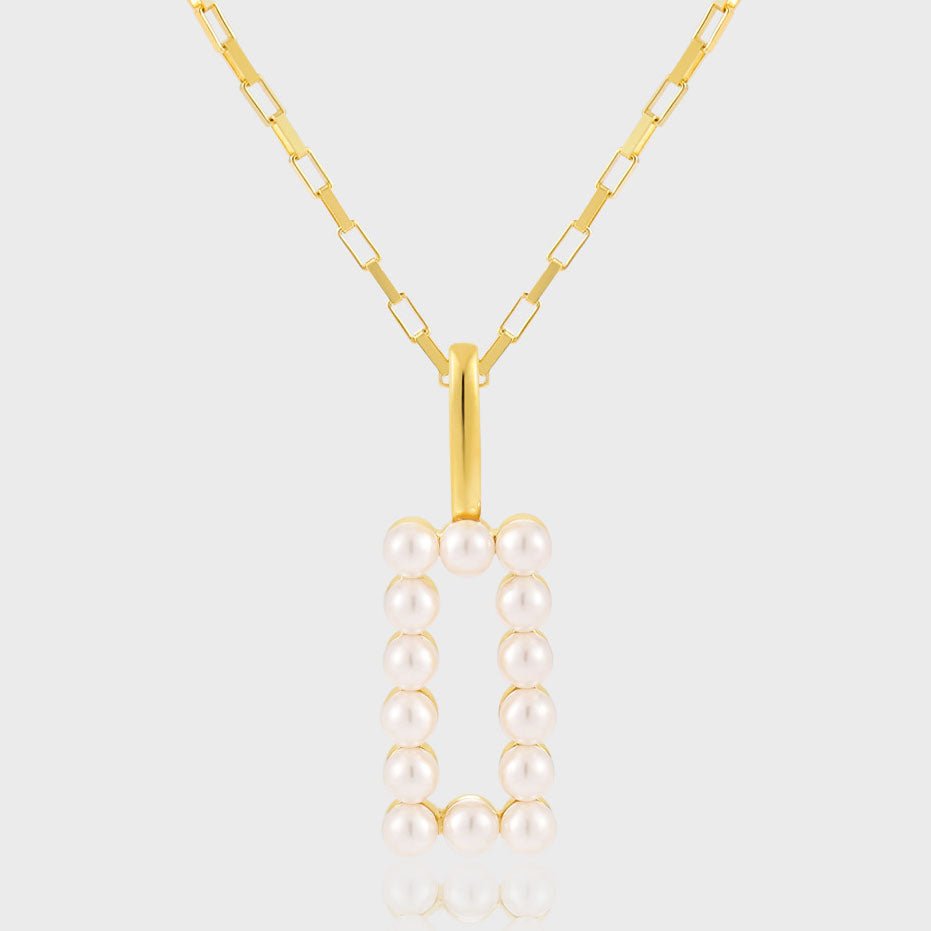 Women Elegant Geometry Shell Pearls Rectangle 925 Sterling Silver Necklace - KIAHMILLA
