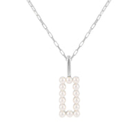 Women Elegant Geometry Shell Pearls Rectangle 925 Sterling Silver Necklace - KIAHMILLA