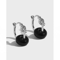 Women Elegant Modern Minimalist 925 Sterling Silver Knot Hoop Drop Earrings Donut Ring Dangle Earrings - KIAHMILLA