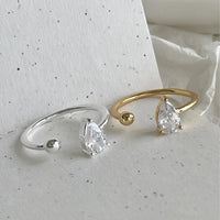 Women Elegant Waterdrop CZ Ball 925 Sterling Silver Adjustable Ring - KIAHMILLA