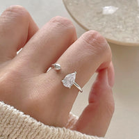 Women Elegant Waterdrop CZ Ball 925 Sterling Silver Adjustable Ring - KIAHMILLA