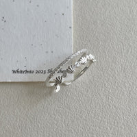 Women Fashion Double Layers CZ Shell 925 Sterling Silver Adjustable Ring - KIAHMILLA