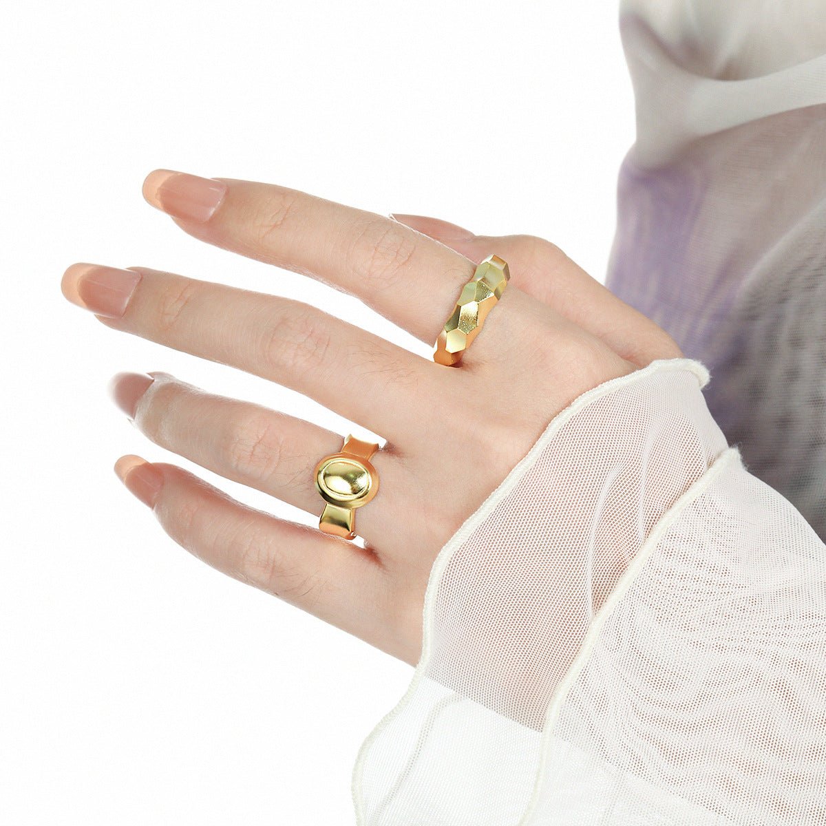 Women Fashion Geometry Oval 925 Sterling Silver Adjustable Ring - KIAHMILLA