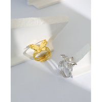 Women Flying Butterfly 925 Sterling Silver Adjustable Ring - KIAHMILLA
