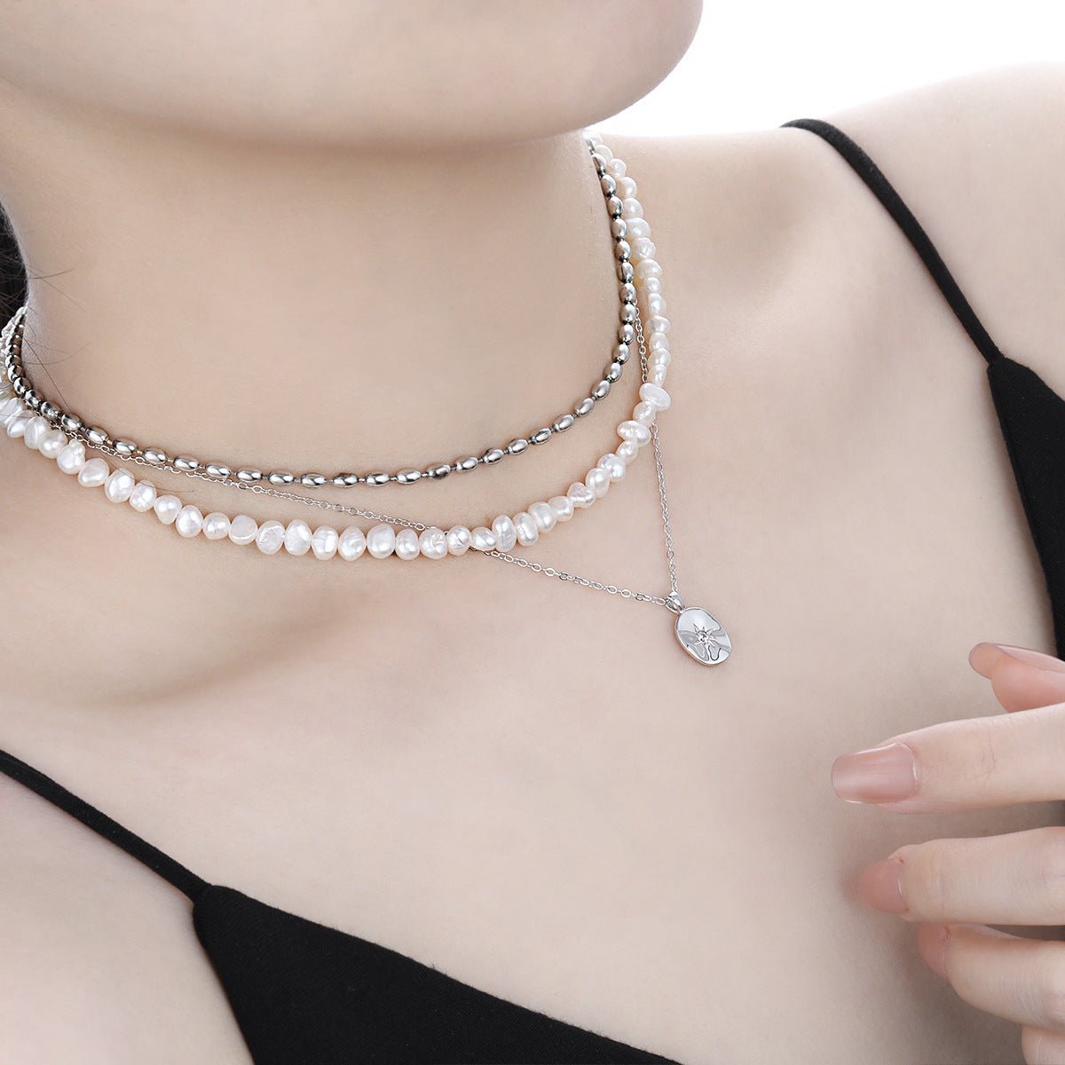 Women Geometry Shining CZ Star Geometry 925 Sterling Silver Necklace - KIAHMILLA
