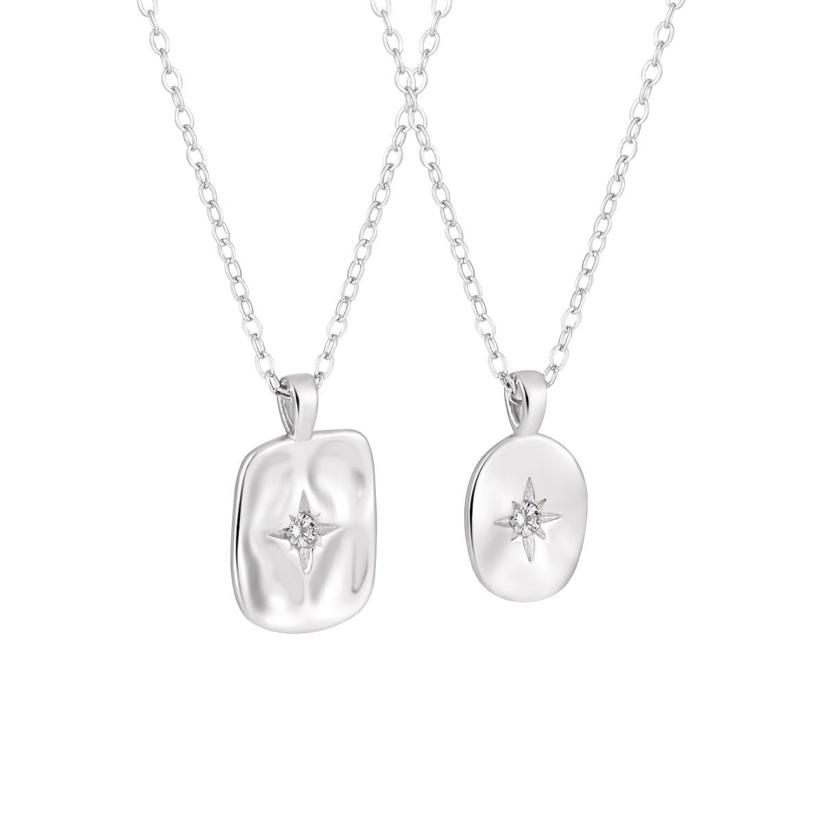 Women Geometry Shining CZ Star Geometry 925 Sterling Silver Necklace - KIAHMILLA