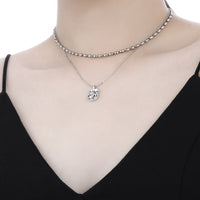 Women Geometry Shining CZ Star Geometry 925 Sterling Silver Necklace - KIAHMILLA