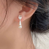 Women Geometry Waterdrop Shell Pearls 925 Sterling Silver Stud Earrings - KIAHMILLA