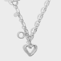 Women Hollow Heart Chain 925 Sterling Silver Necklace - KIAHMILLA