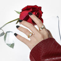 Women Irregular CZ Heart 925 Sterling Silver Adjustable Ring - KIAHMILLA