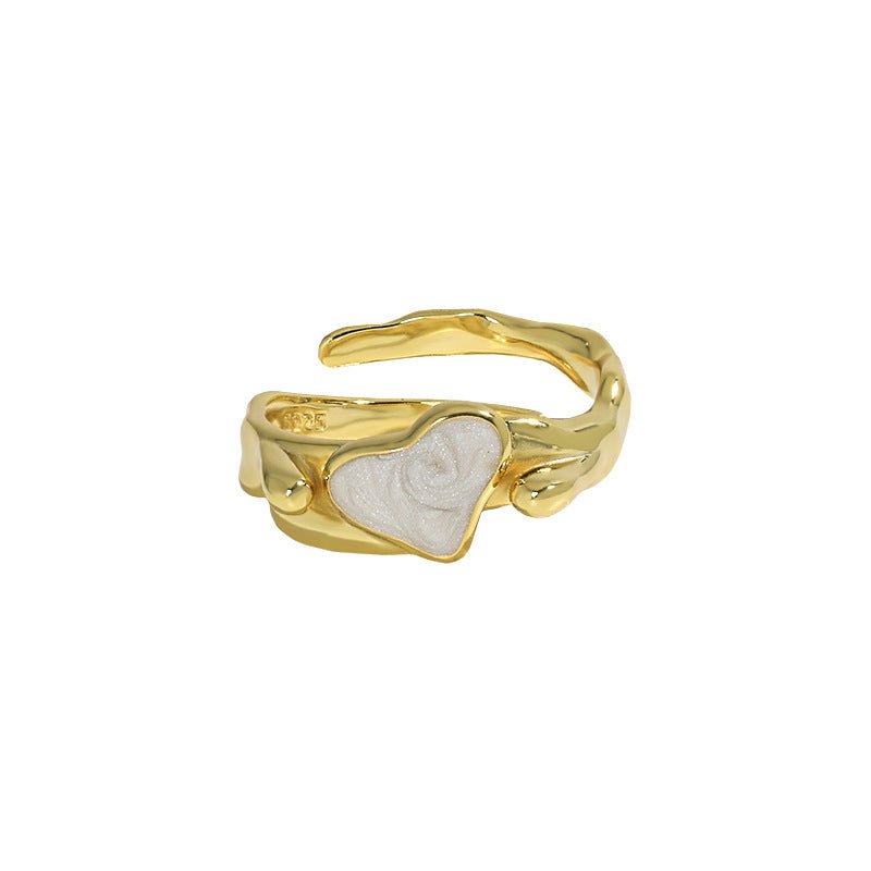 Women Irregular CZ Heart 925 Sterling Silver Adjustable Ring - KIAHMILLA