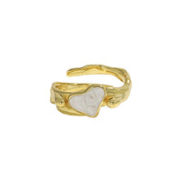 Women Irregular CZ Heart 925 Sterling Silver Adjustable Ring - KIAHMILLA
