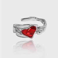 Women Irregular CZ Heart 925 Sterling Silver Adjustable Ring - KIAHMILLA