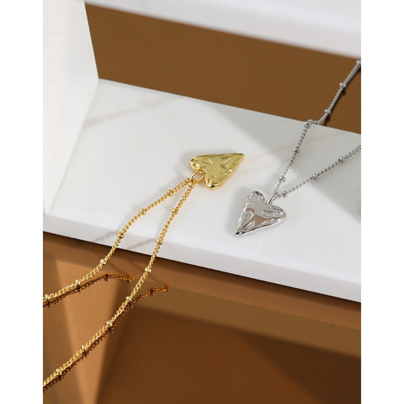 Women Irregular Love Heart 925 Sterling Silver Necklace - KIAHMILLA