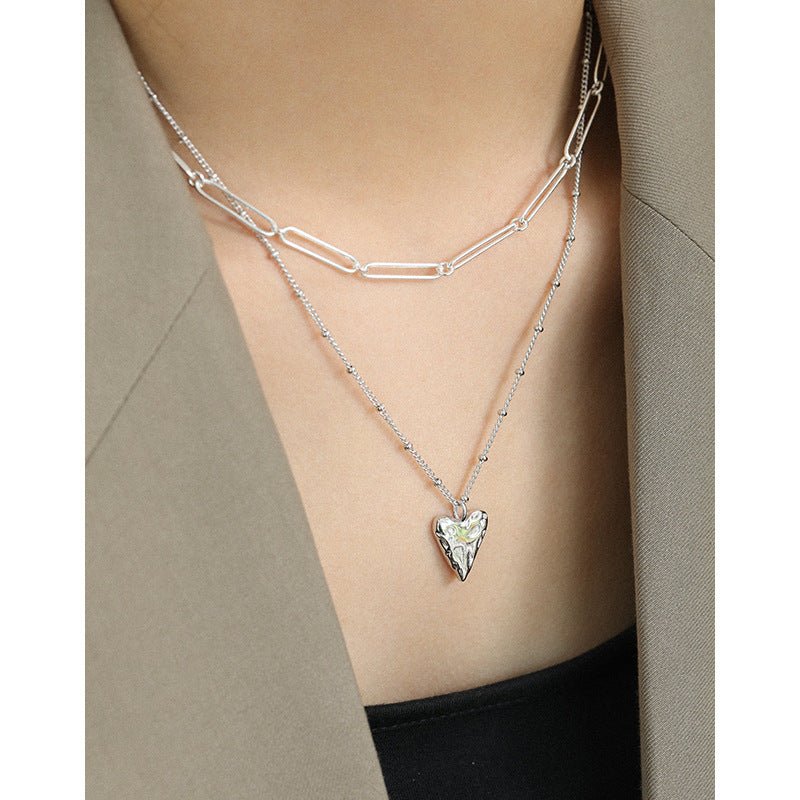 Women Irregular Love Heart 925 Sterling Silver Necklace - KIAHMILLA