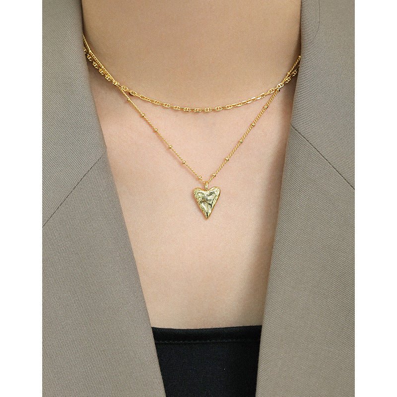 Women Irregular Love Heart 925 Sterling Silver Necklace - KIAHMILLA