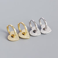Women Micro Setting CZ Heart 925 Sterling Silver Hoop Earrings - KIAHMILLA