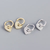 Women Micro Setting CZ Heart 925 Sterling Silver Hoop Earrings - KIAHMILLA