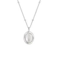 Women Simple Oval Natural White Shell 925 Sterling Silver Necklace - KIAHMILLA