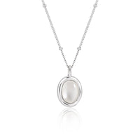 Women Simple Oval Natural White Shell 925 Sterling Silver Necklace - KIAHMILLA