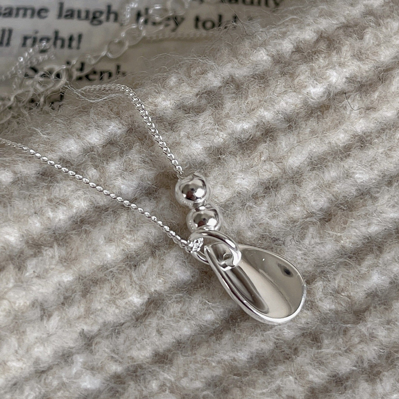 Women Waterdrop Beads 925 Sterling Silver Necklace - KIAHMILLA