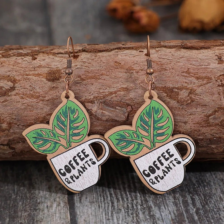Wooden Alloy Dangle Earrings - Coolpeacock