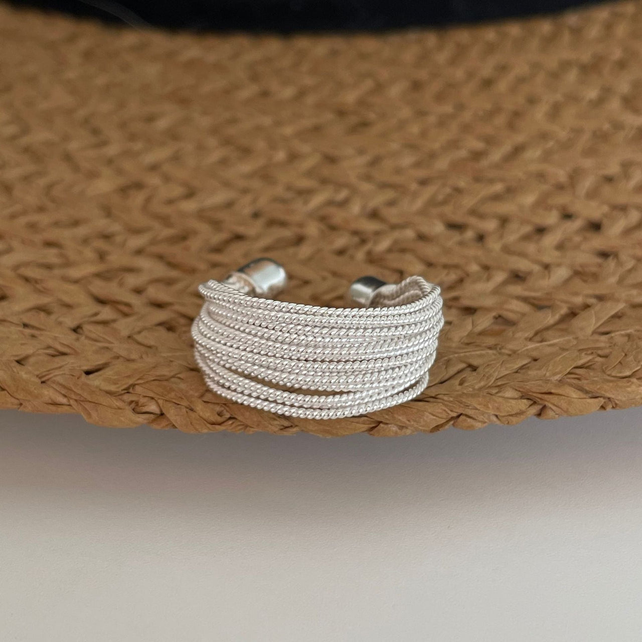 Wrapped Up' Overlapping Textured Beads 925 Sterling Silver Adjustable Band Ring - KIAHMILLA