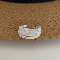 Wrapped Up' Overlapping Textured Beads 925 Sterling Silver Adjustable Band Ring - KIAHMILLA