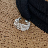Wrapped Up' Overlapping Textured Beads 925 Sterling Silver Adjustable Band Ring - KIAHMILLA