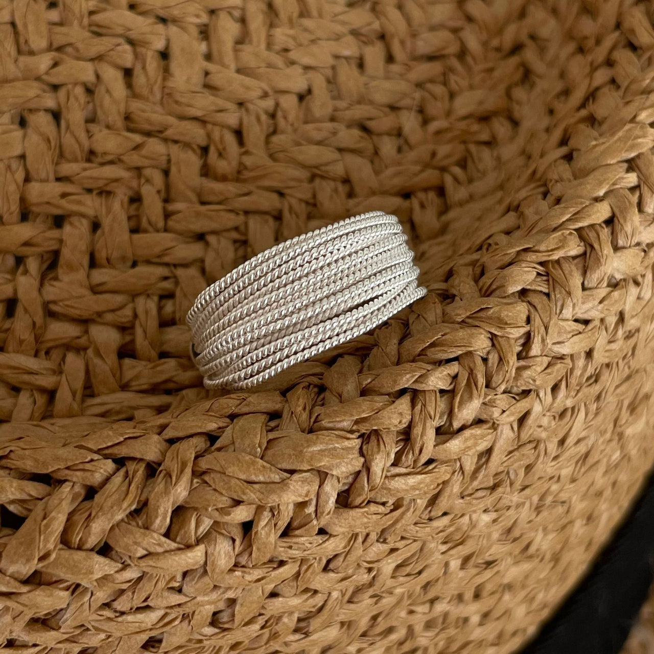 Wrapped Up' Overlapping Textured Beads 925 Sterling Silver Adjustable Band Ring - KIAHMILLA